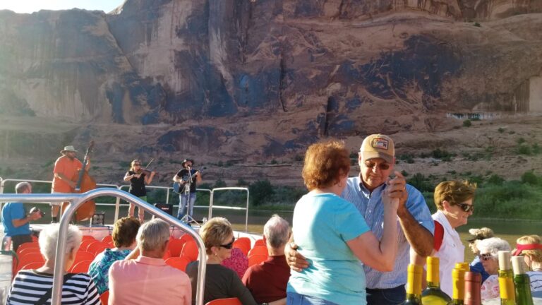 Couple dancing on a boat on the Colorado River