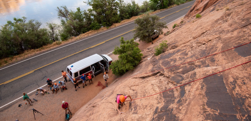 Family rock climbing adventure in Moab Utah
