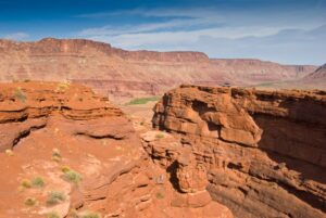 towering desert cliffs along Hurrah Pass trail near Moab