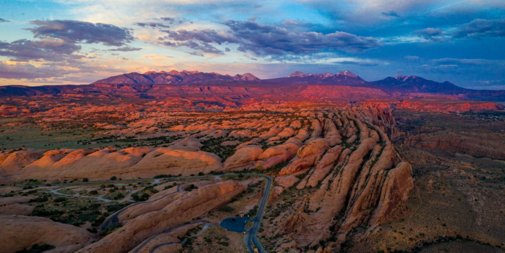 Sand Flats Recreation Area sunset view near Moab Utah