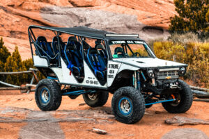 side profile of modified off-road vehicle used for Moab backcountry tours